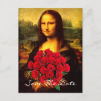 Mona Lisa With Bouquet Of Red Roses