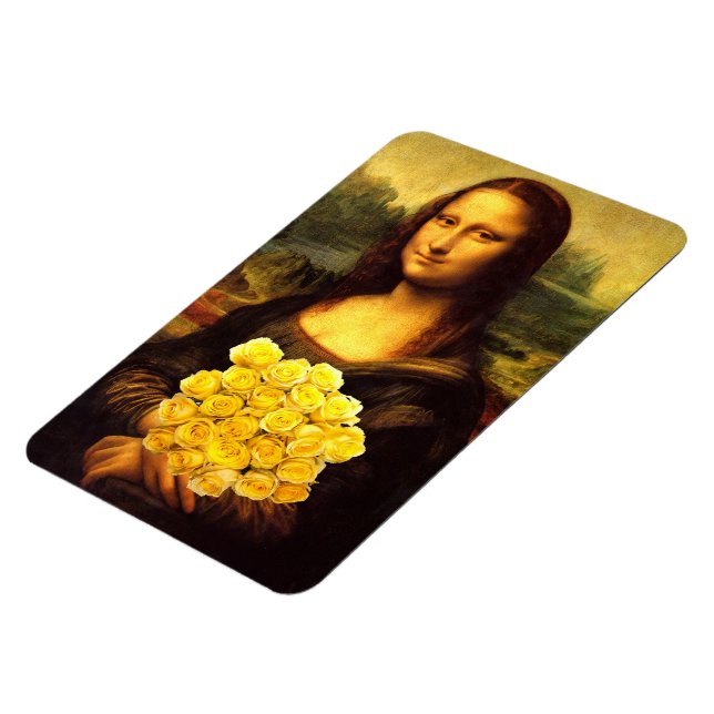 Mona Lisa With Bouquet Of Yellow Roses Magnet (Left Side)