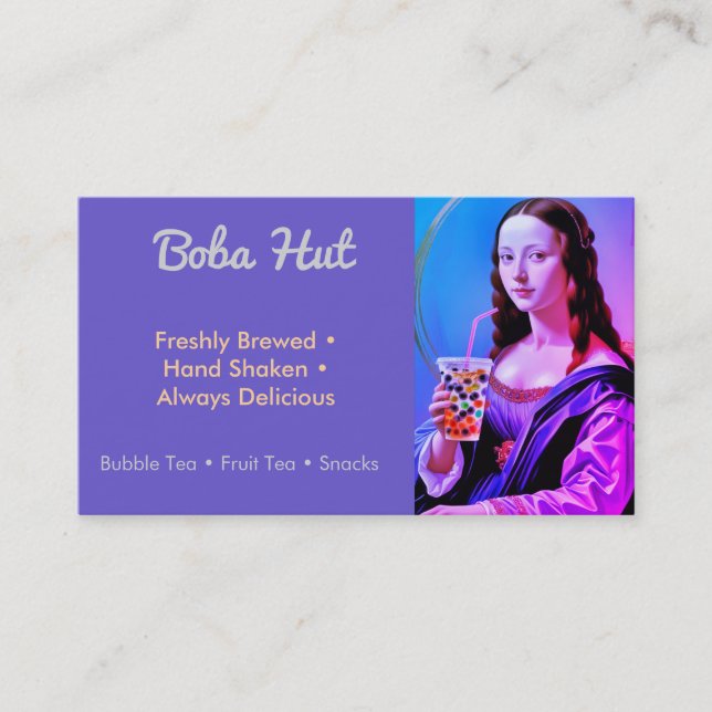 Mona Lisa with Bubble Tea Business Card (Front)