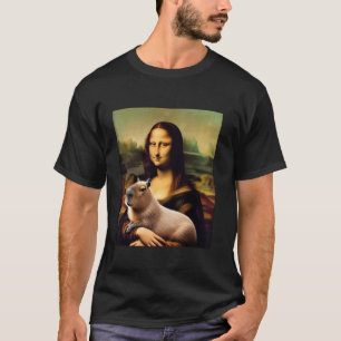Mona Lisa with Capybara Funny Art Painting T-Shirt