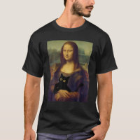 Mona Lisa With Cat Funny Art Painting heartbeat T 