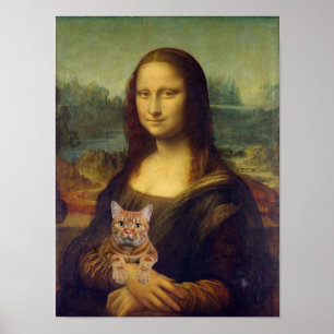 Mona Lisa with Cat Poster