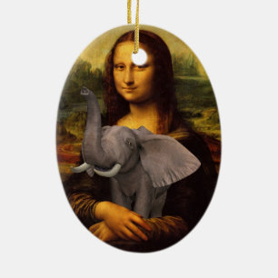 Mona Lisa With Elephant Ceramic Tree Decoration