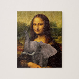 Mona Lisa With Elephant Jigsaw Puzzle