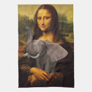 Mona Lisa With Elephant Tea Towel