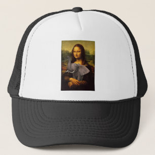 Mona Lisa With Elephant Trucker Hat