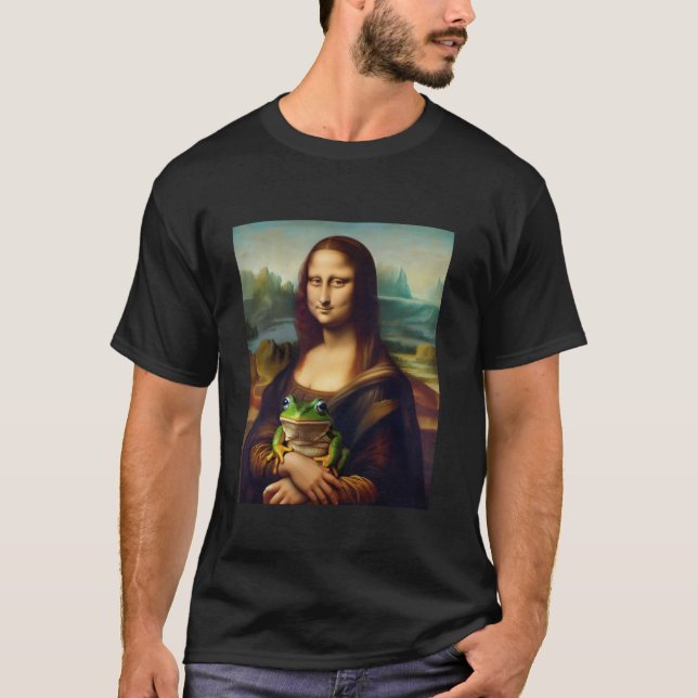 Mona Lisa With Frog Funny Art Painting T-Shirt (Front)