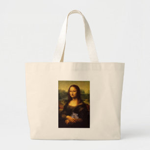 Mona Lisa With Hamster Large Tote Bag