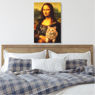 Mona Lisa with her cat Cat pet lovers (Cat fur) Canvas Print