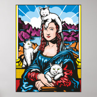 Mona Lisa With Her Cats Poster