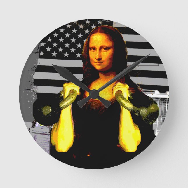 Mona Lisa with KettleBells Round Clock (Front)