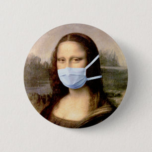 Mona Lisa with Mask Da Vinci Spoofing The Arts 6 Cm Round Badge