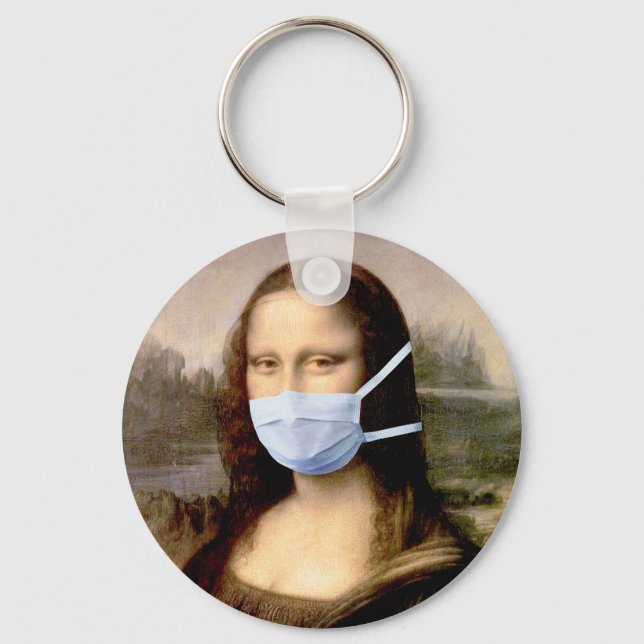 Mona Lisa with Mask Da Vinci Spoofing The Arts Key Ring (Front)