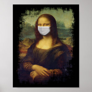 Mona Lisa With Mask Poster