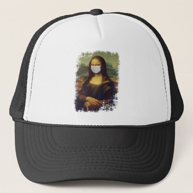 Mona Lisa With Mask Trucker Hat (Front)