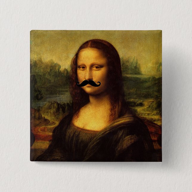 Mona Lisa With Moustache 15 Cm Square Badge (Front)