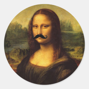 Mona Lisa With Moustache Classic Round Sticker