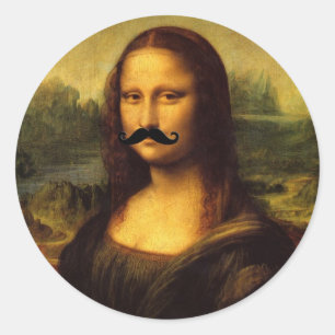 Mona Lisa With Moustache Classic Round Sticker