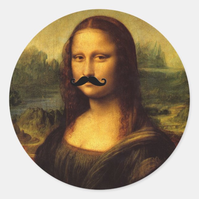 Mona Lisa With Moustache Classic Round Sticker (Front)