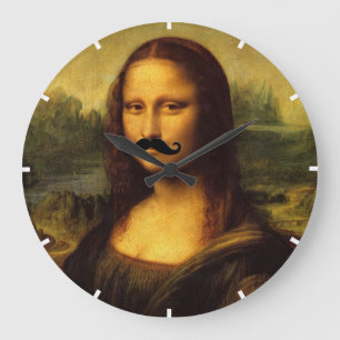 Mona Lisa With Moustache Large Clock