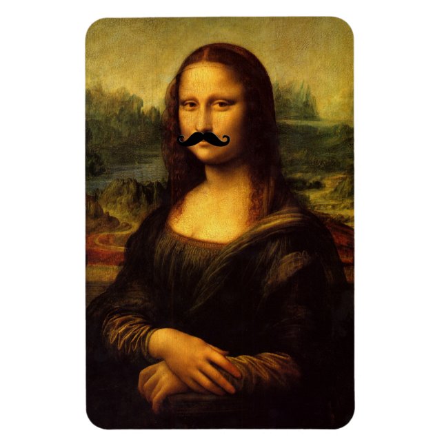 Mona Lisa With Moustache Magnet (Vertical)
