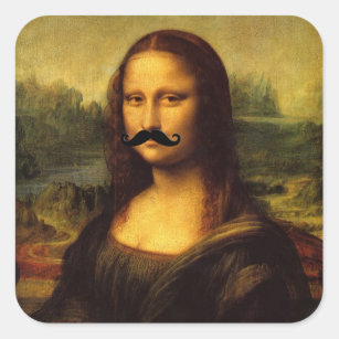 Mona Lisa With Moustache Square Sticker