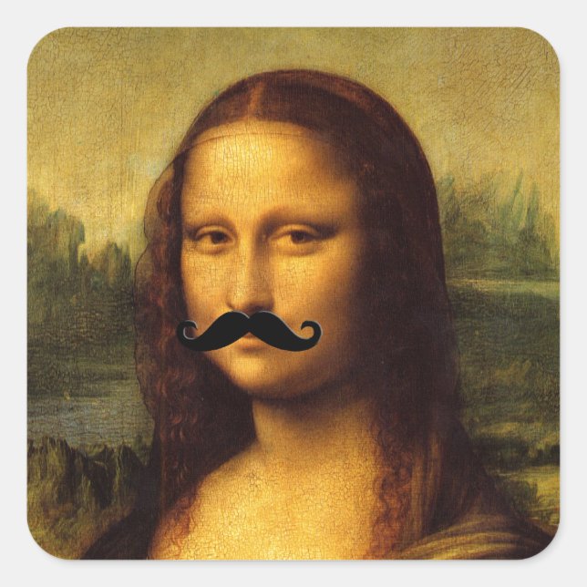 Mona Lisa With Moustache Square Sticker (Front)