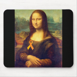 Mona Lisa With Orange Ribbon Mouse Mat