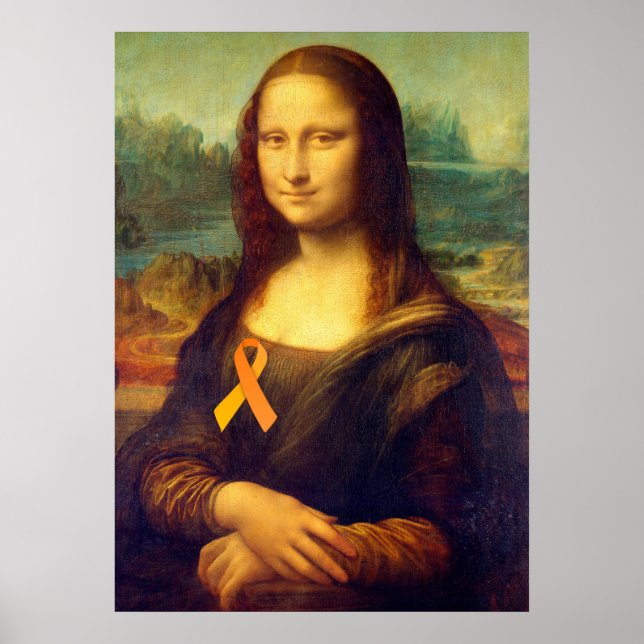 Mona Lisa With Orange Ribbon Poster (Front)