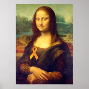 Mona Lisa With Orange Ribbon Poster