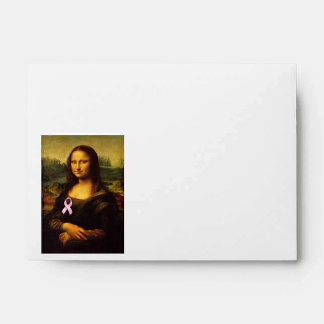 Mona Lisa With Pink Ribbon Envelope (Front)