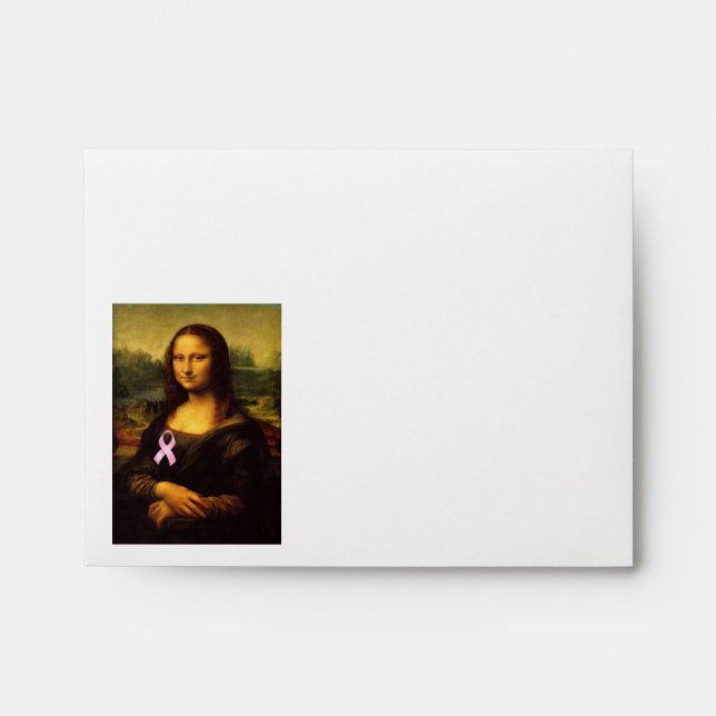 Mona Lisa With Pink Ribbon Envelope (Front)