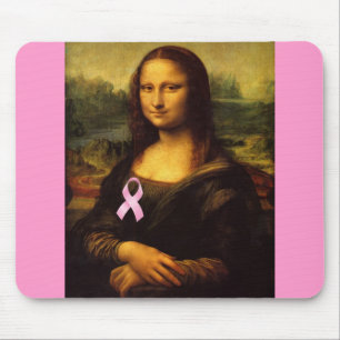 Mona Lisa With Pink Ribbon Mouse Mat