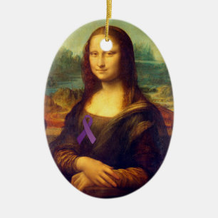 Mona Lisa With Purple Ribbon Ceramic Tree Decoration