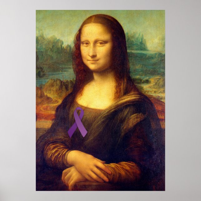 Mona Lisa With Purple Ribbon Poster (Front)
