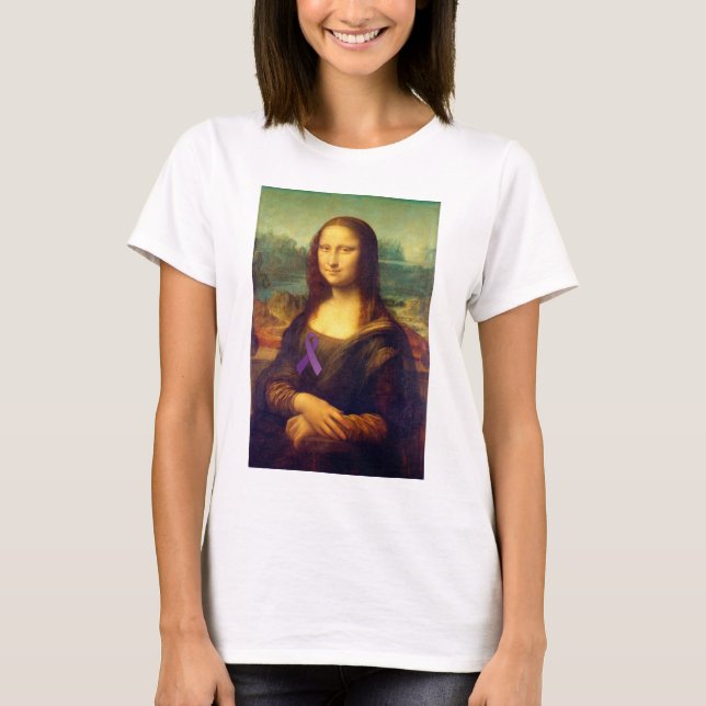 Mona Lisa With Purple Ribbon T-Shirt (Front)