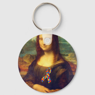 Mona Lisa With Puzzle Ribbon Key Ring