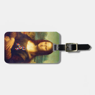 Mona Lisa With Puzzle Ribbon Luggage Tag
