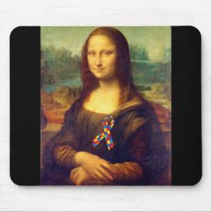 Mona Lisa With Puzzle Ribbon Mouse Mat