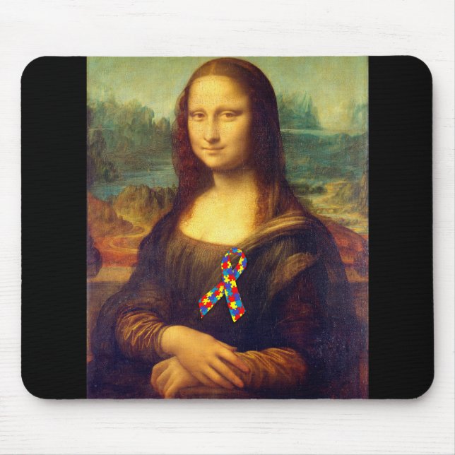 Mona Lisa With Puzzle Ribbon Mouse Mat (Front)