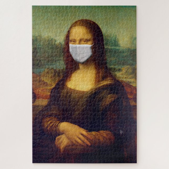 Mona Lisa with Respirator Mask Jigsaw Puzzle (Vertical)