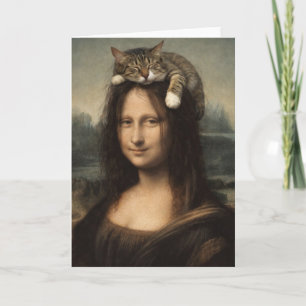 Mona Lisa With Sleeping Cat Card
