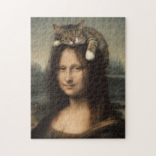 Mona Lisa With Sleeping Cat                        Jigsaw Puzzle
