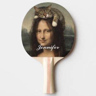 Mona Lisa With Sleeping Cat Ping Pong Paddle