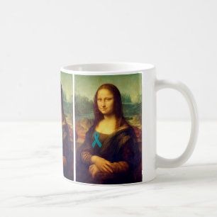 Mona Lisa With Teal Ribbon Coffee Mug