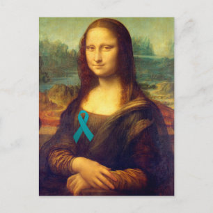 Mona Lisa With Teal Ribbon Postcard