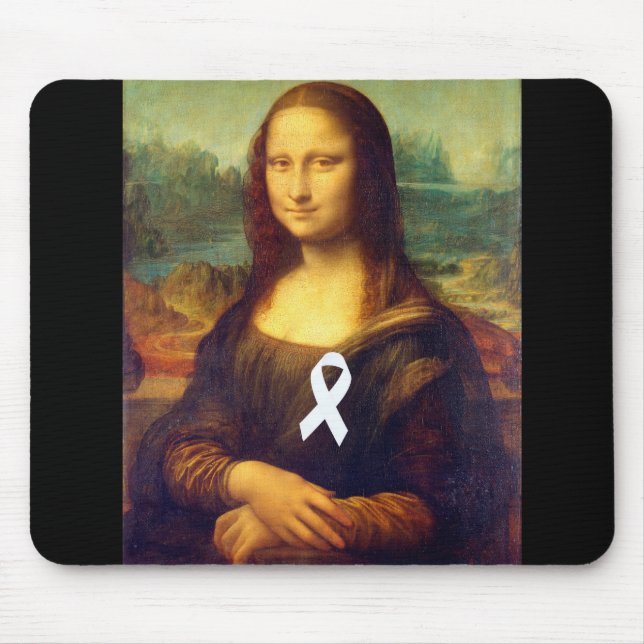 Mona Lisa With White Ribbon Mouse Mat (Front)