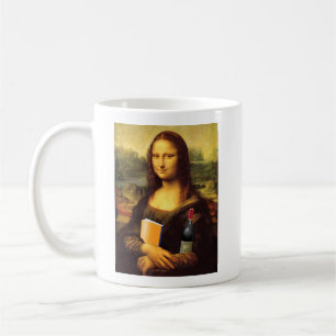  Mona Lisa with Wine and Book Humor Coffee Mug