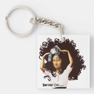 Mona Lisa's Bad Hair Day Key Ring