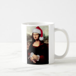 Mona Lisa's Christmas Santa Hat Coffee Mug